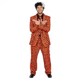 Orion Costumes - SNL David S. Pumpkins Inspired Adult Costume Suit | Large - Orange