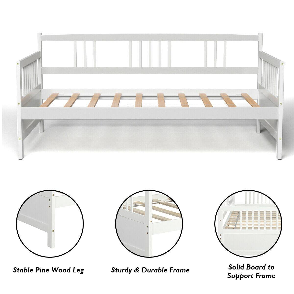 Stable Pine Wood Leg: The wooden legs of the bed frame provide stability and support.
Sturdy & Durable Frame: The bed frame is made of sturdy and durable materials, ensuring it can withstand the test of time.
Solid Board to Support Frame: The bed frame features a solid board that helps support the frame and maintain its structure.