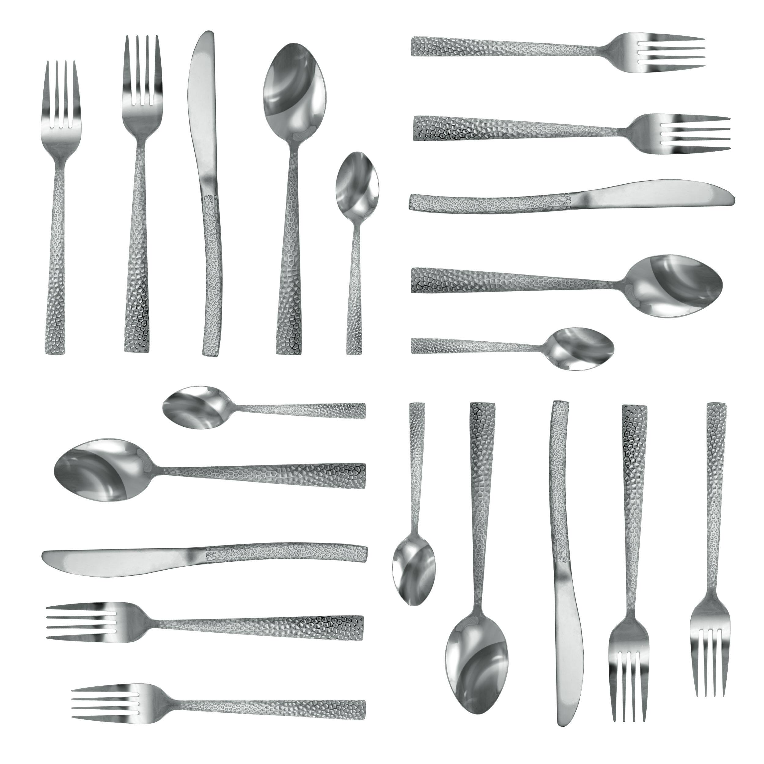 Alt View 3. MegaChef - MegaChef Baily 20 Piece Flatware Utensil Set, Stainless Steel Silverware Metal Service for 4 in Silver - Silver.
