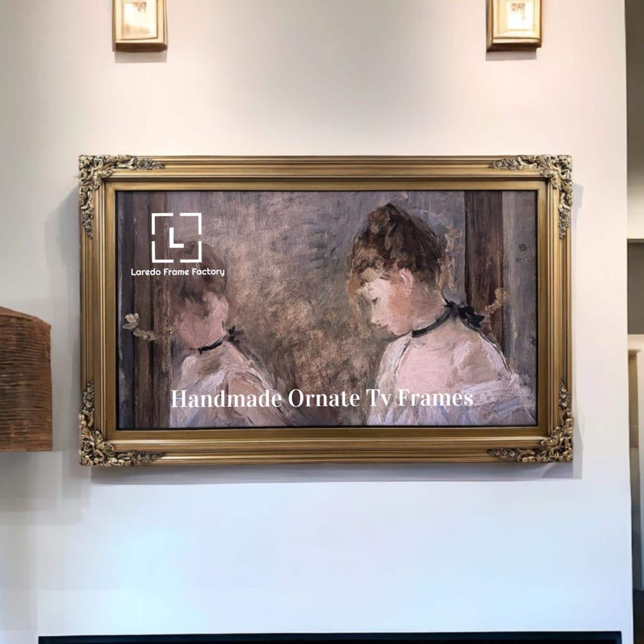 LAREDO FRAME FACTORY - 43 inch Handmade ornate Tv frame for Samsung The Frame tv and Frame Pro Model - ANTIQUE GOLD