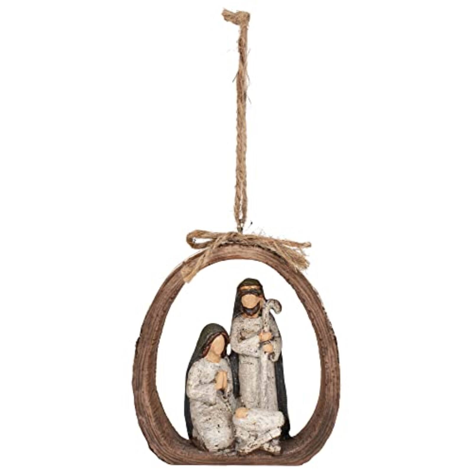 Front. Ganz - Ganz Nativity Holy Family Resin Christmas Tree Ornament 3.7 inch - Brown.