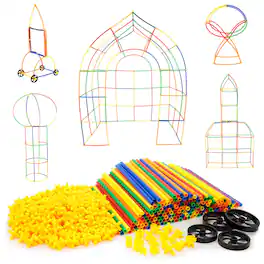 PicassoTiles - 600 PC Straw Kit, Construction Building Set, STEM Learning Toy for Kids Ages 3+