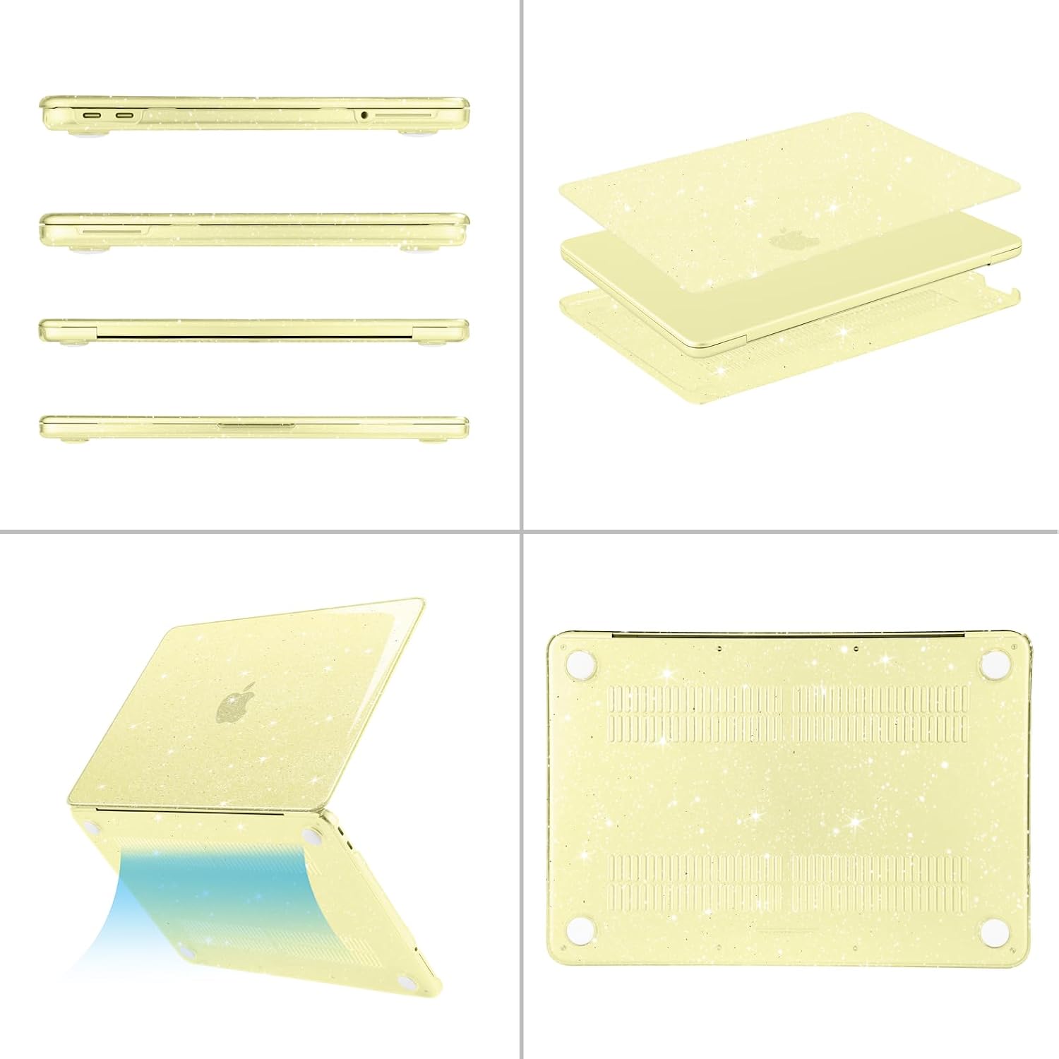 Left. mosiso - Glitter Cover for 2026 MacBook Neo Case 13 inch A3404 with A18 Pro Chip,Crack-Resistant Cover&Keyboard Cover&Screen Film - Citrus.