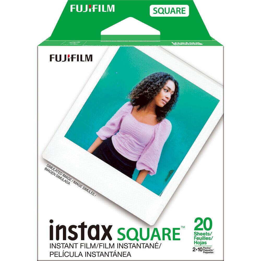 FUJIFILM SQUARE  
instax SQUARE  
INSTANT FILM/FILM INSTANTANÉE/  
PELÍCULA INSTANTÁNEA  

20 Sheets/Feuilles/Hojas  
2x10 Paquetes/Paquetes  

SIMULATED IMAGE/IMAGE SIMULADA/IMAGE SIMULÉE