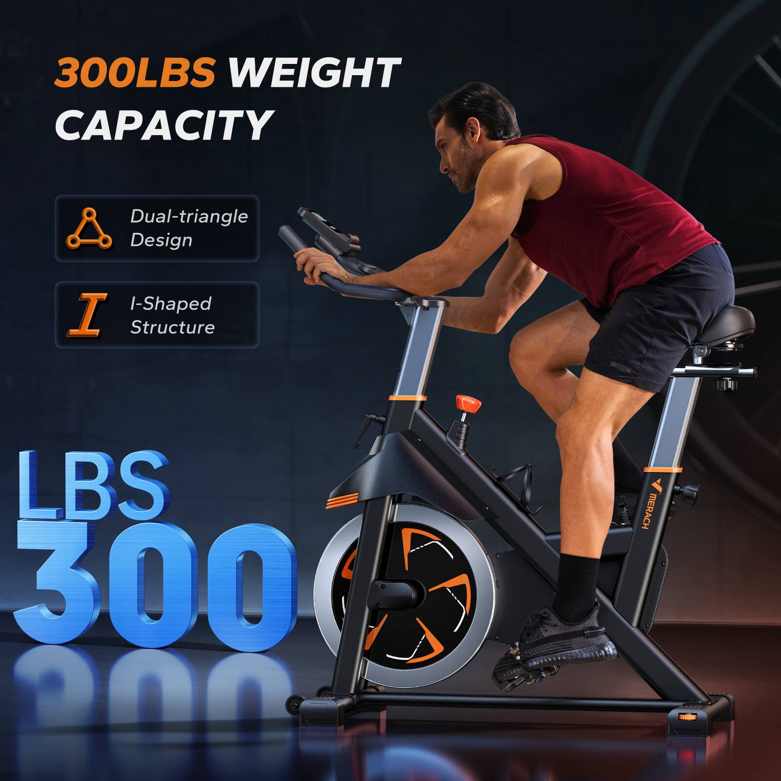 300LBS WEIGHT CAPACITY  
Dual-triangle Design  
I-Shaped Structure  
LBS 300