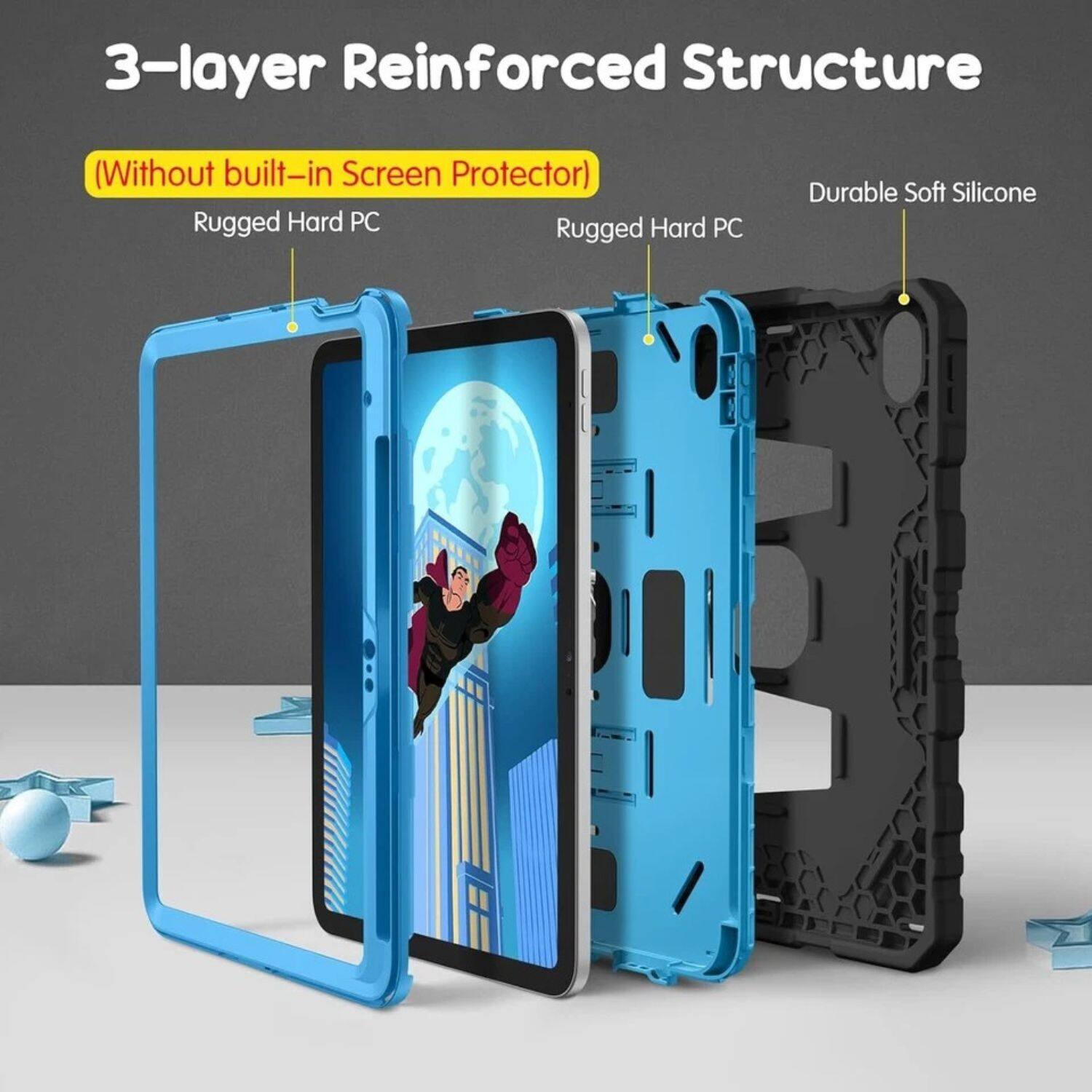 3-layer Reinforced Structure  
(Without built-in Screen Protector)  
Rugged Hard PC  
Rugged Hard PC  
Durable Soft Silicone