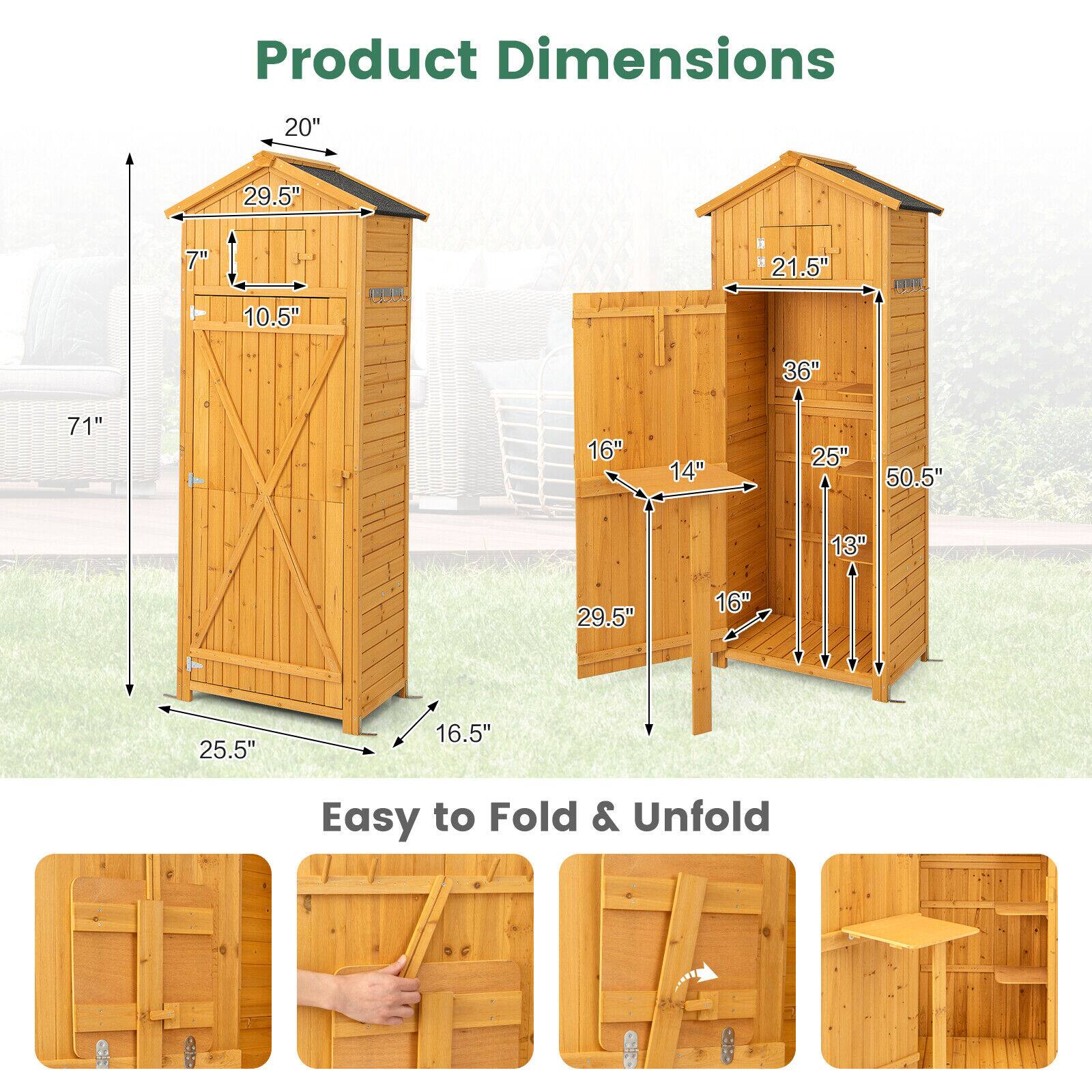 Product Dimensions

- 20" (height)
- 29.5" (width)
- 7" (depth)
- 10.5" (door width)
- 71" (height)
- 21.5" (width)
- 36" (height)
- 25" (width)
- 50.5" (length)
- 13" (depth)
- 29.5" (width)
- 16" (depth)
- 25.5" (length)
- 16.5" (depth)

Easy to Fold & Unfold
