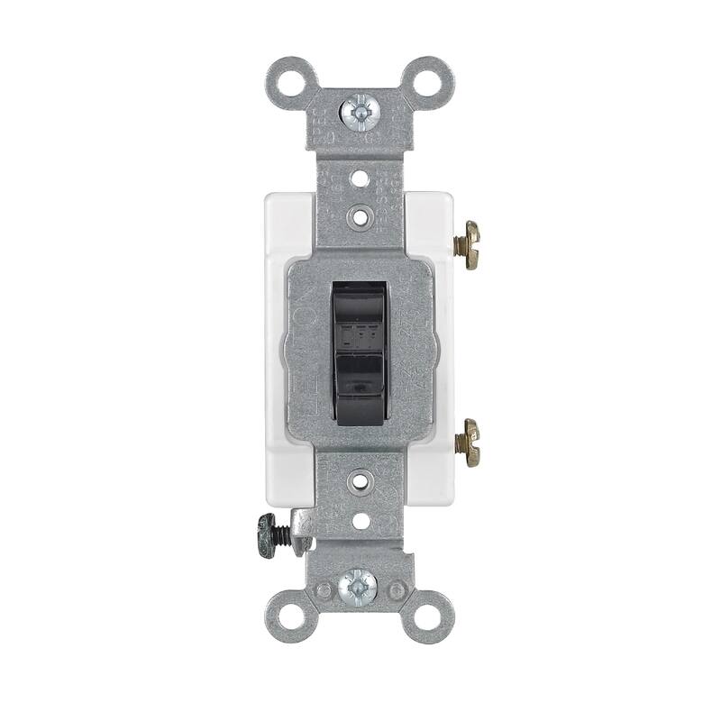 Angle. Leviton - Leviton 20 amps Single Pole Toggle AC Quiet Switch Black 1 pk - Black.