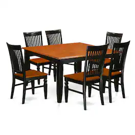 East West Furniture - Dining Room Set Black & Cherry - Brown