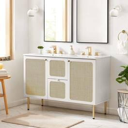 Chaucer 48" Bathroom Vanity with White Basin Included by Modway - White White