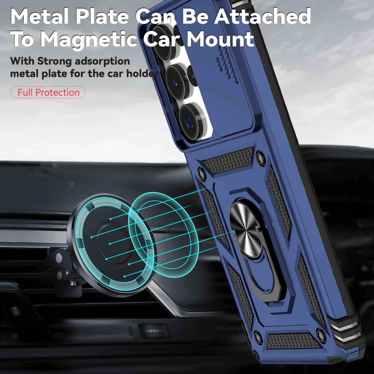 Metal Plate Can Be Attached To Magnetic Car Mount

With Strong adsorption metal plate for the car holder

Full Protection