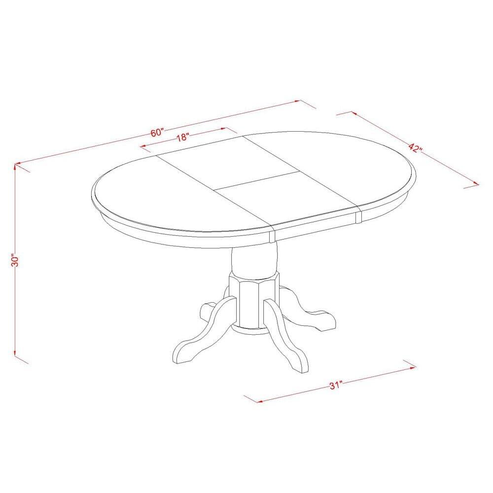 East West Furniture 7 Pc set Portland Kitchen Table with Leaf and 6 ...