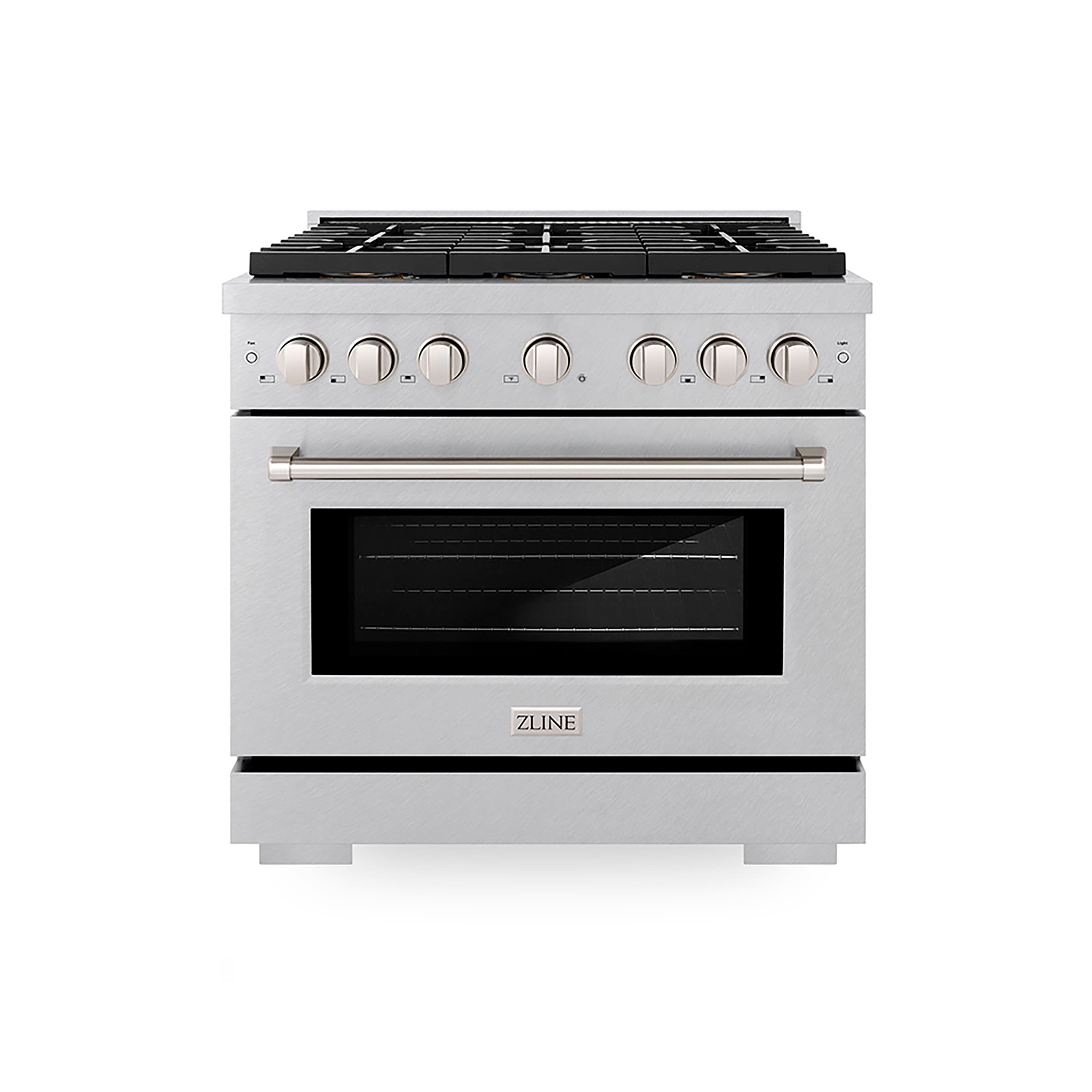 ZLINE - 36 in. 5.2 cu. ft. Freestanding Paramount Gas Range with DuoPro Cooktop and Convection Oven - Satin Stainless Steel - Front_Zoom