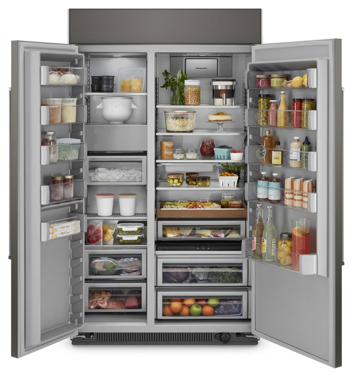 Alt View 2. KitchenAid - 30 Cu. Ft. Side-by-Side Refrigerator with Under-Shelf Prep Zone - Custom Panel Ready.