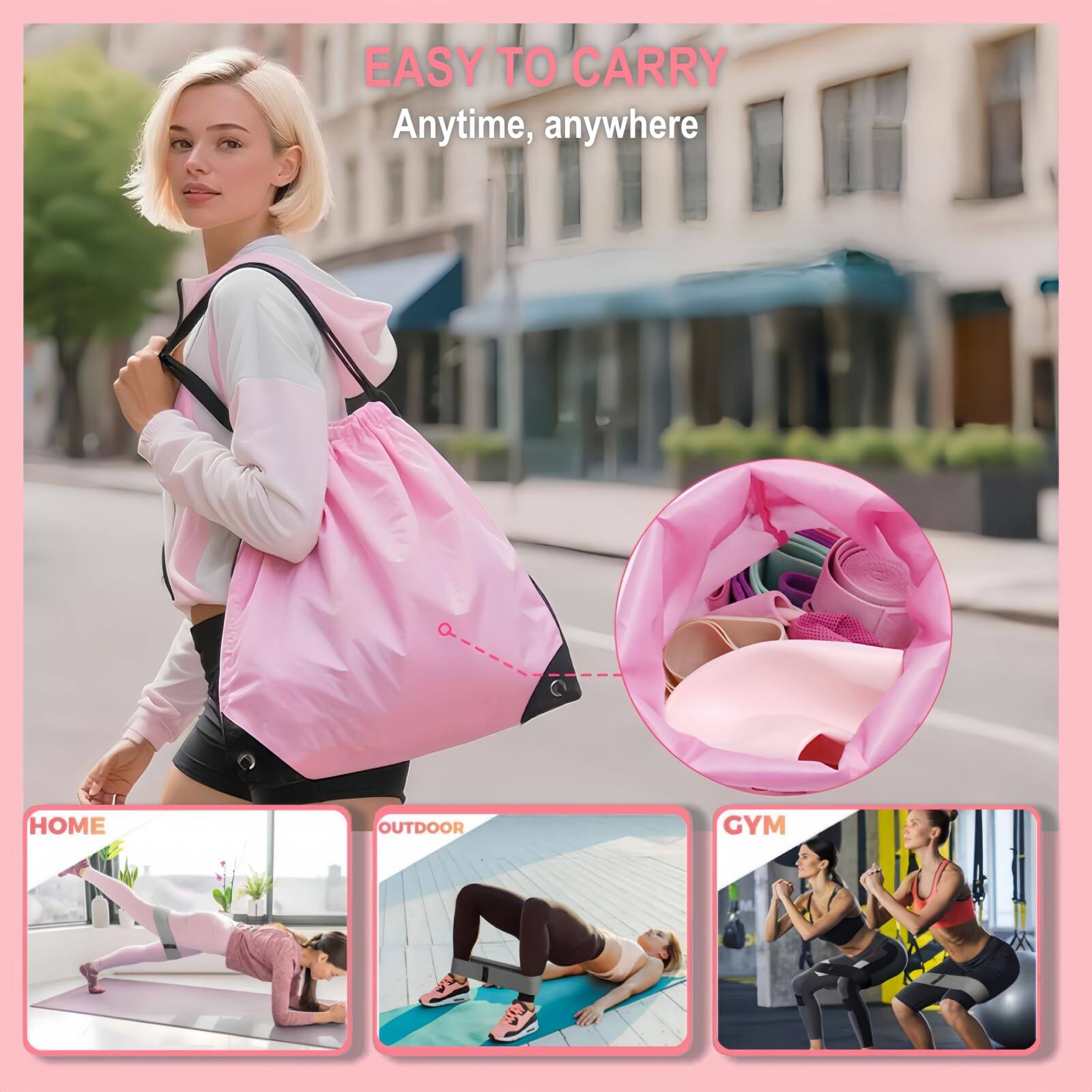 EASY TO CARRY  
Anytime, anywhere  

HOME  
OUTDOOR  
GYM