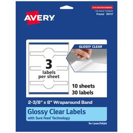 Avery - Glossy Wraparound Labels, 2-3/8" x 8", 30 Labels - Clear