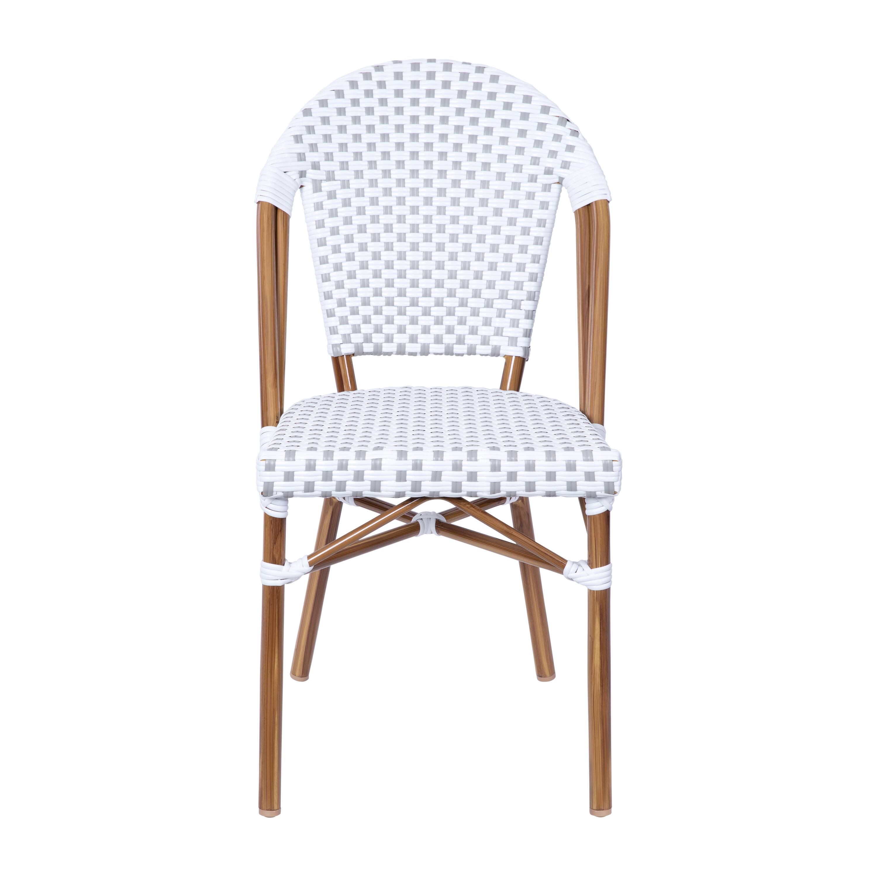 Alt View 10. Emma + Oliver - Colmar Indoor/Outdoor Stacking Bistro Chairs with Aluminum Frame - White & Gray/Natural Frame.