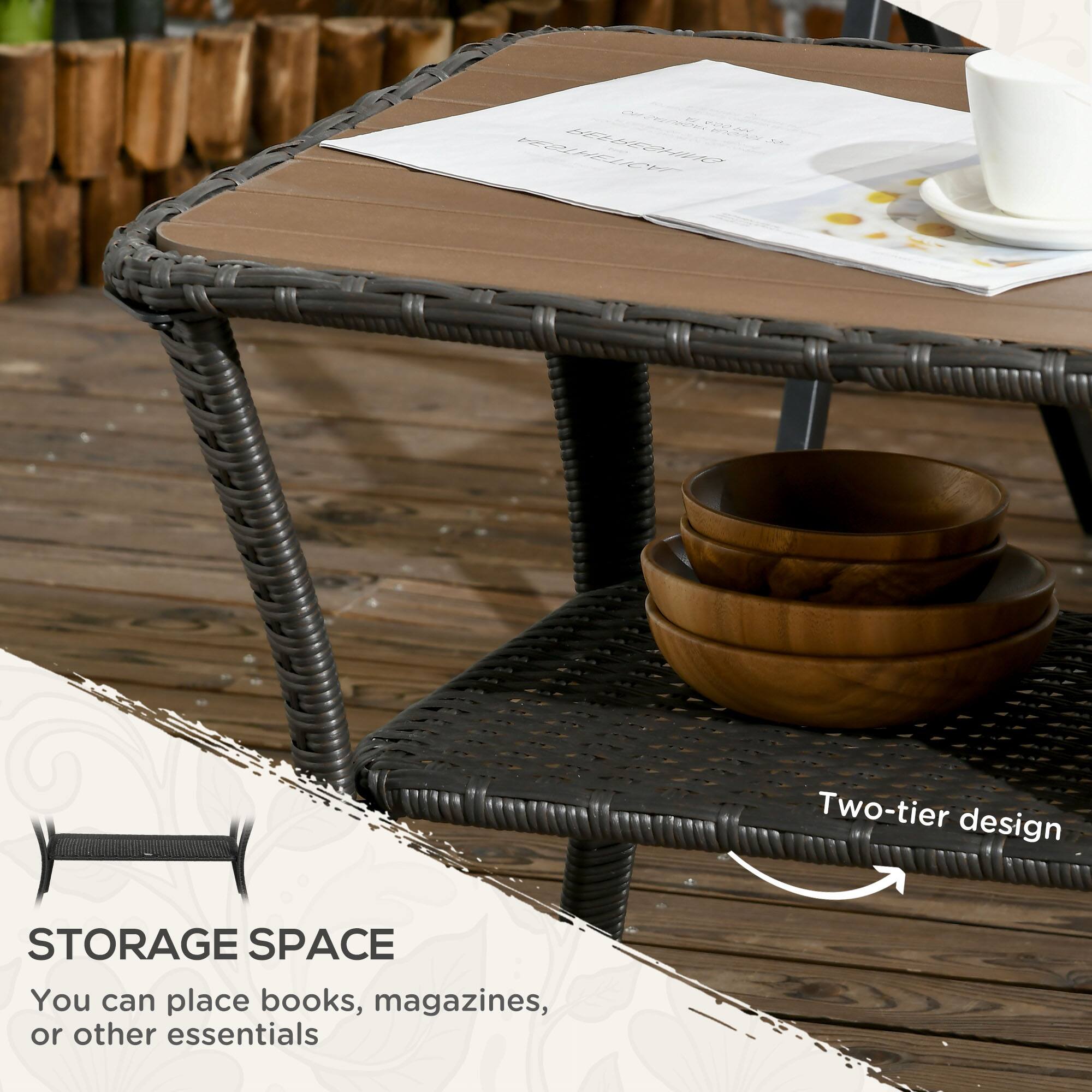 STORAGE SPACE, Two-tier design, You can place books, magazines, or other essentials