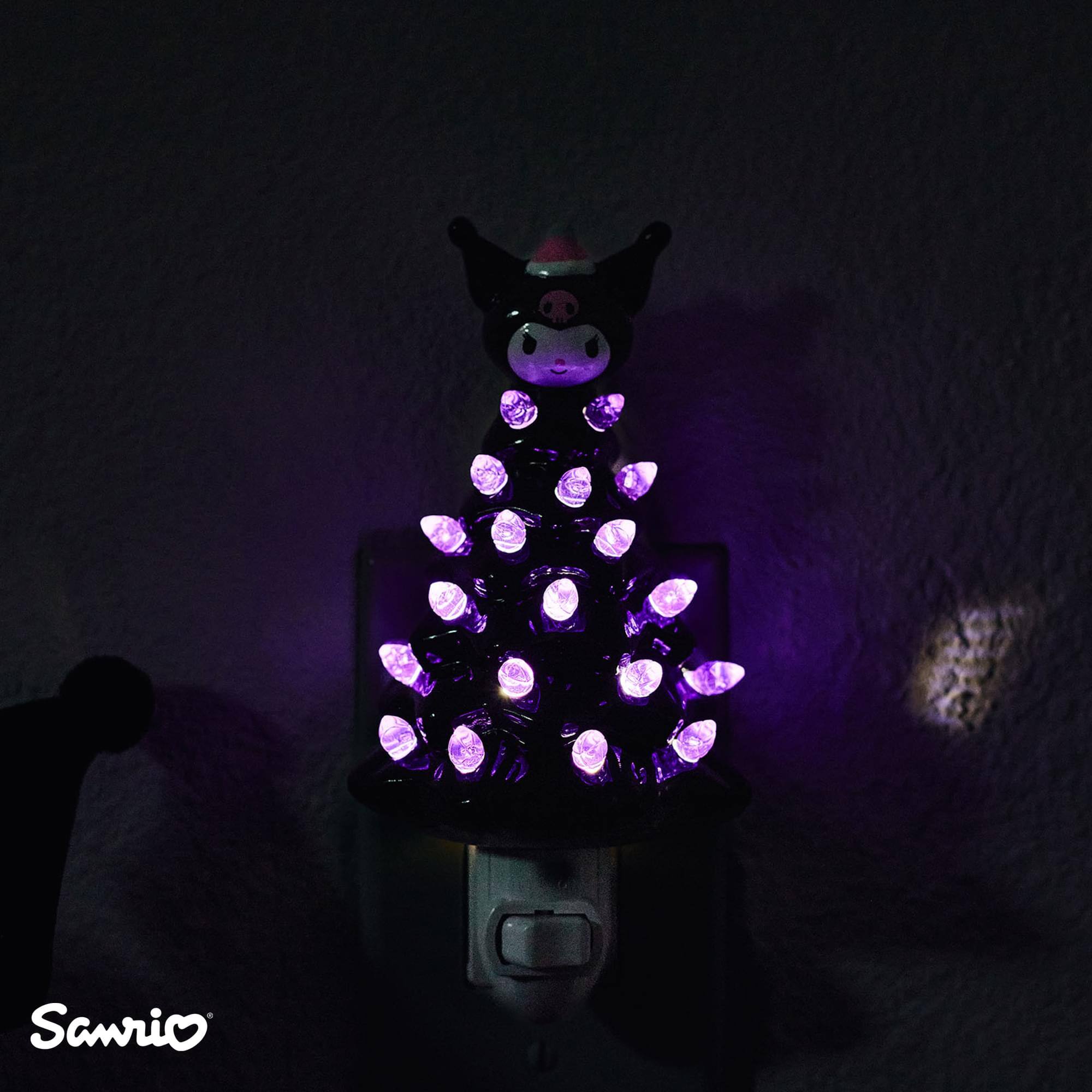 Ukonic Sanrio Kuromi 6 Inch Ceramic Christmas Tree Plug In