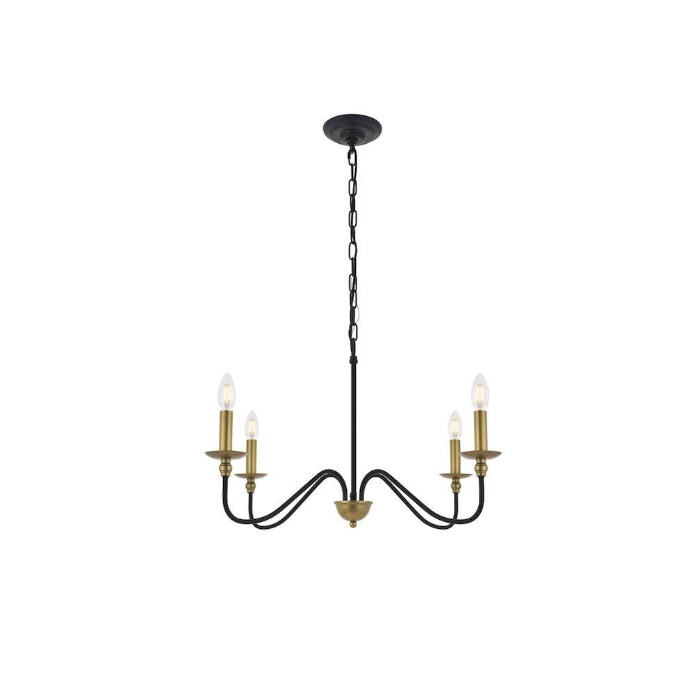 Alt View 3. Living District - Rohan 4 Light Matte Black And Brass Pendant - Matte Black And Brass.