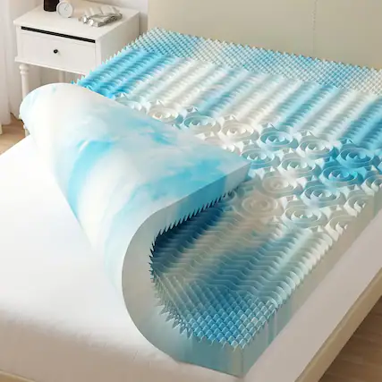 Front. Anysun - 2" King Memory Foam Mattress with Cooling Gel - Pressure Relieving - Blue.