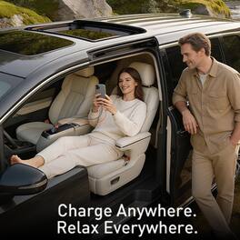 Luckbyte - Retractable Car Charger with Dual Built In Cables, USB C and USB A Ports, 4 Device Charging, Black