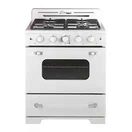 Unique Appliances - 30 in. Wide 4 burner Classic Retro 3.9 Cu. Ft. Freestanding Gas Convection Range - Marshmallow White