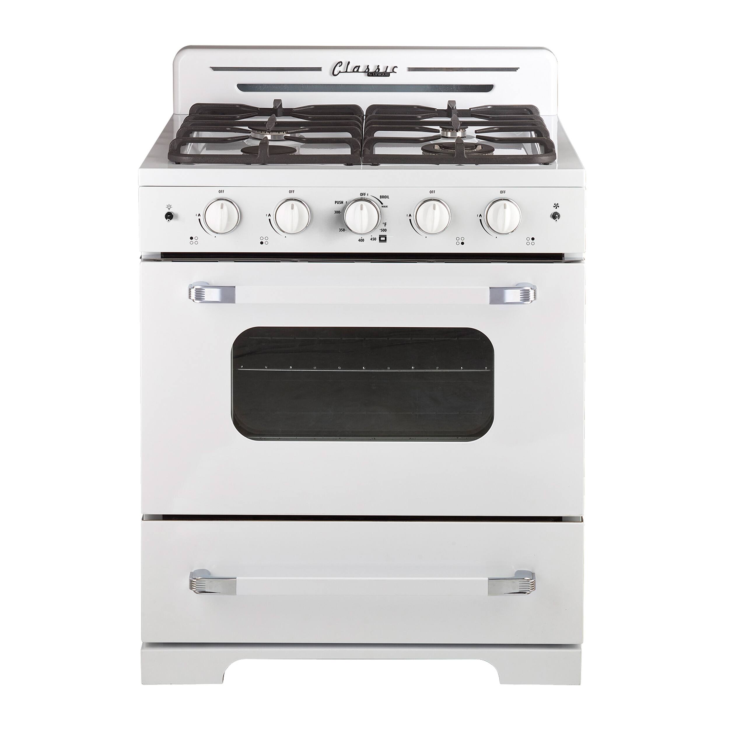 Unique Appliances - 30 in. Wide 4 burner Classic Retro 3.9 Cu. Ft. Freestanding Gas Convection Range - Marshmallow White