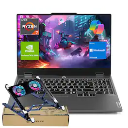 Lenovo - LOQ 15.6" FHD Laptop - AMD Ryzen 7 250, 16GB RAM - 1TB SSD - NVIDIA GeForce RTX 5060 - Backlit KB - PCO Laptop Cooler - Gray