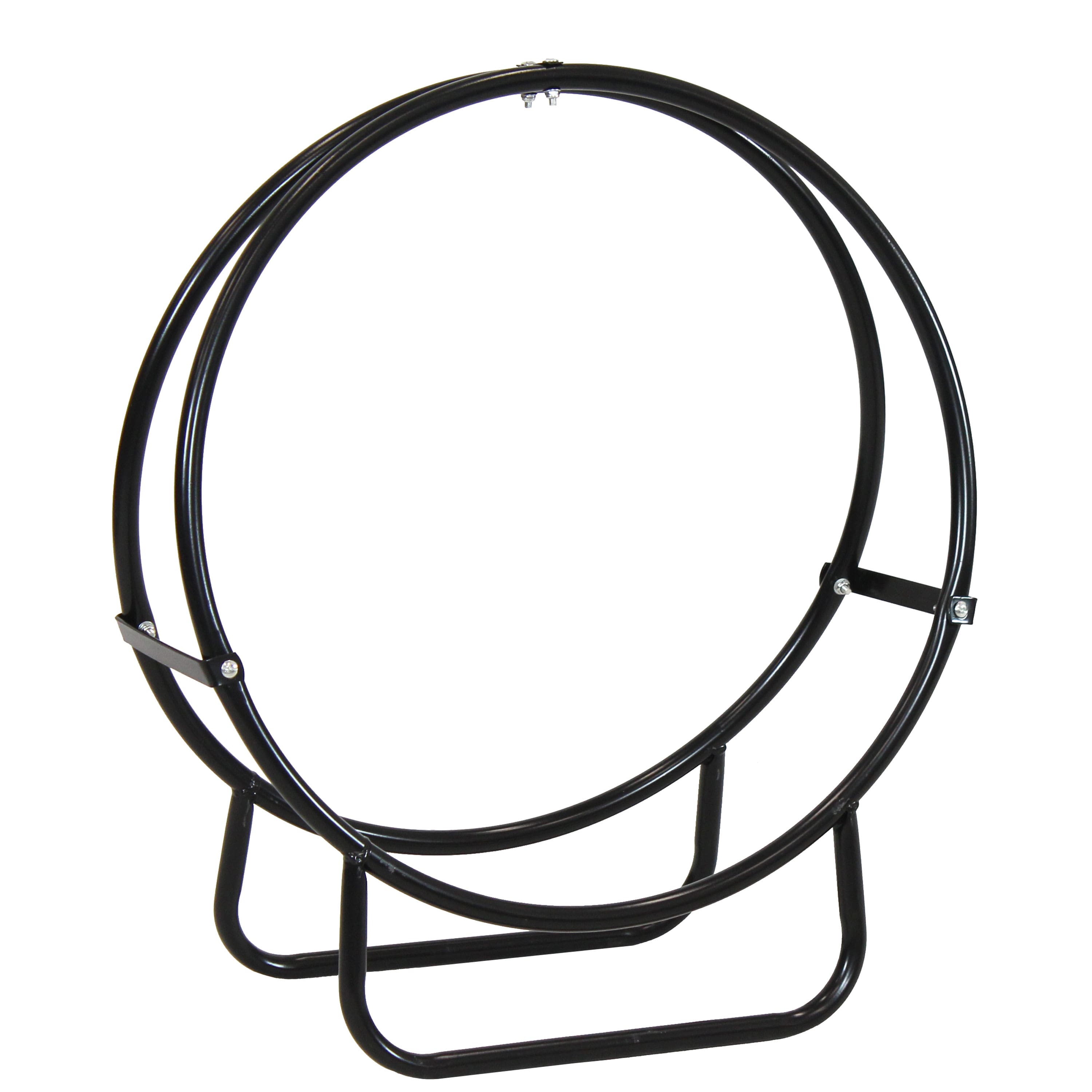 Sunnydaze - 24 in Powder-Coated Steel Firewood Log Hoop Rack - Black