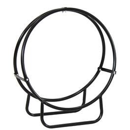 Sunnydaze - 24 in Powder-Coated Steel Firewood Log Hoop Rack - Black