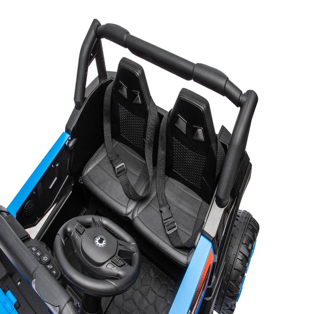 Alt View 4. Ropilly - Ropilly 12v kids electric utv ride on car with remote control, blue battery powered ride on toy with shock absorbers.