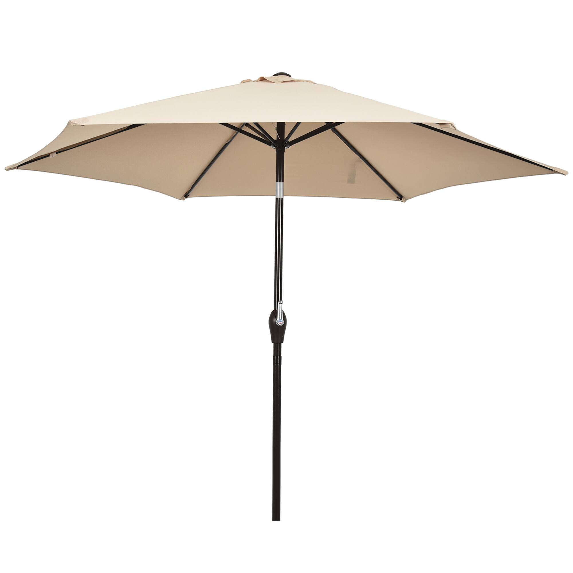 Alt View 3. Gymax - Gymax 9 ft Outdoor Patio Market Table Umbrella Garden Yard w/ Crank 6 Ribs Beige - Beige.