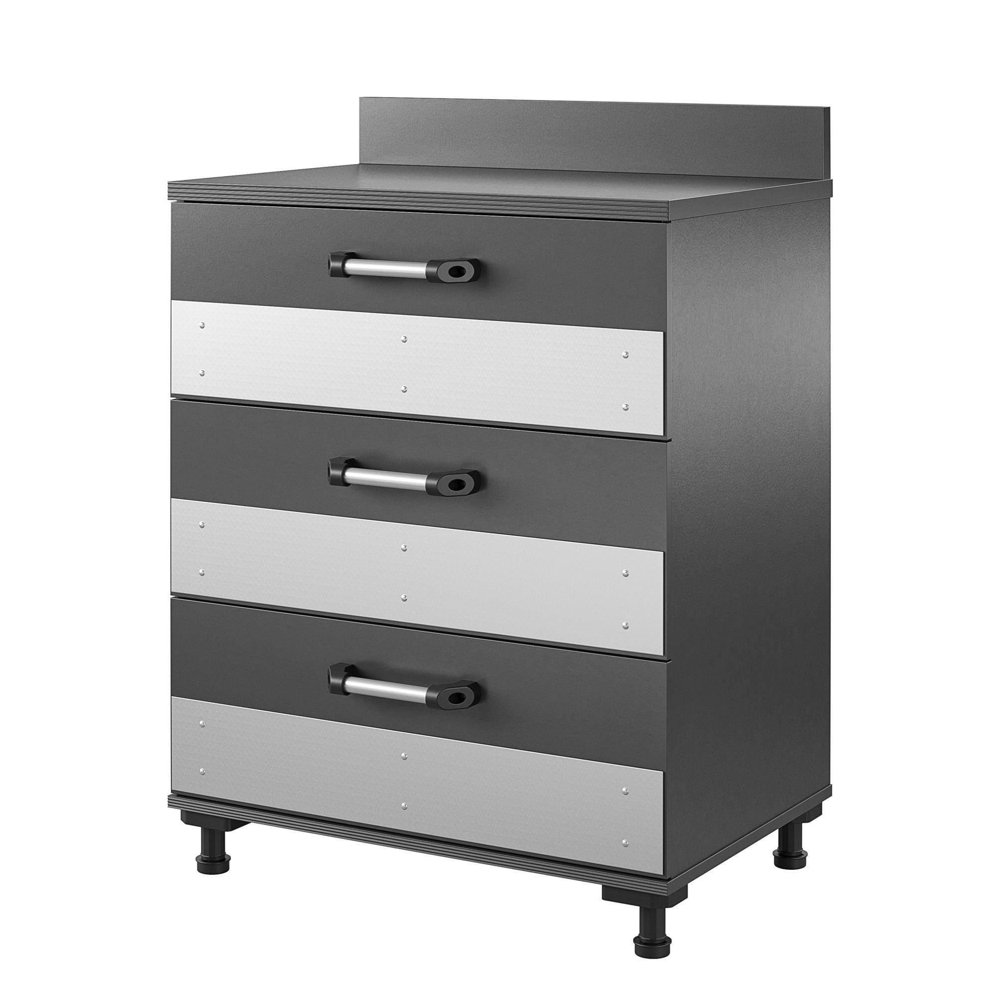 Back. Forest'nSky - Boss 3-Drawer Heavy-Duty Storage Cabinet - Locking Metal Organizer for Office & Garage - Gray.