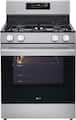 LG - 30-in Wide 6.3 Cu. Ft. Freestanding Gas True Convection Smart Range with 4 Burners, EasyClean, InstaView and Air Fry - Stainless Steel