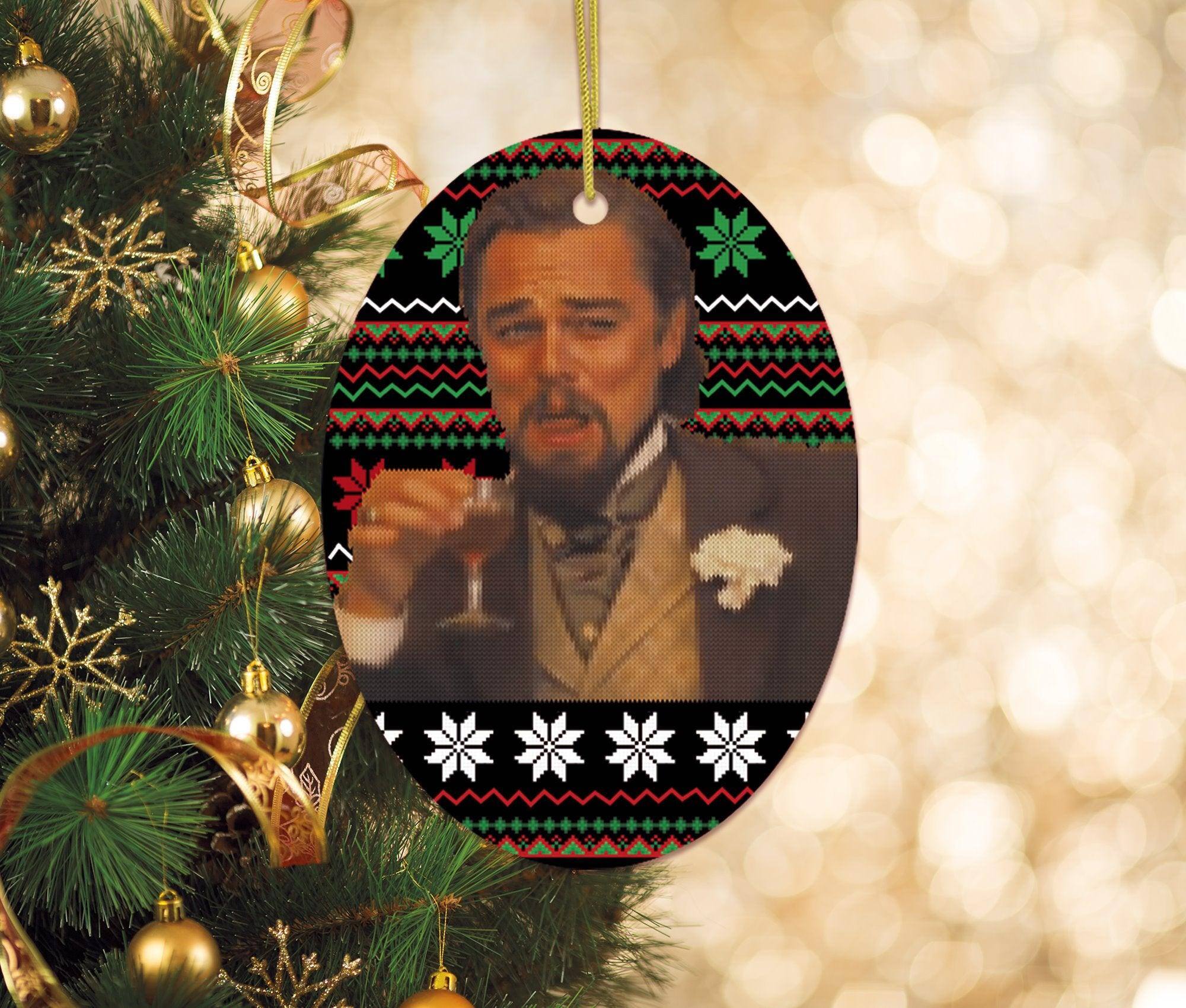 Back. OrnamentallyYou - Laughing Leonardo DiCaprio Meme Christmas Ornament - Multi-colored.
