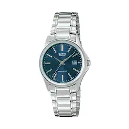 Casio - Women’s Blue Dial Stainless Steel Bracelet Watch - LTP-1183A-2A - Silver