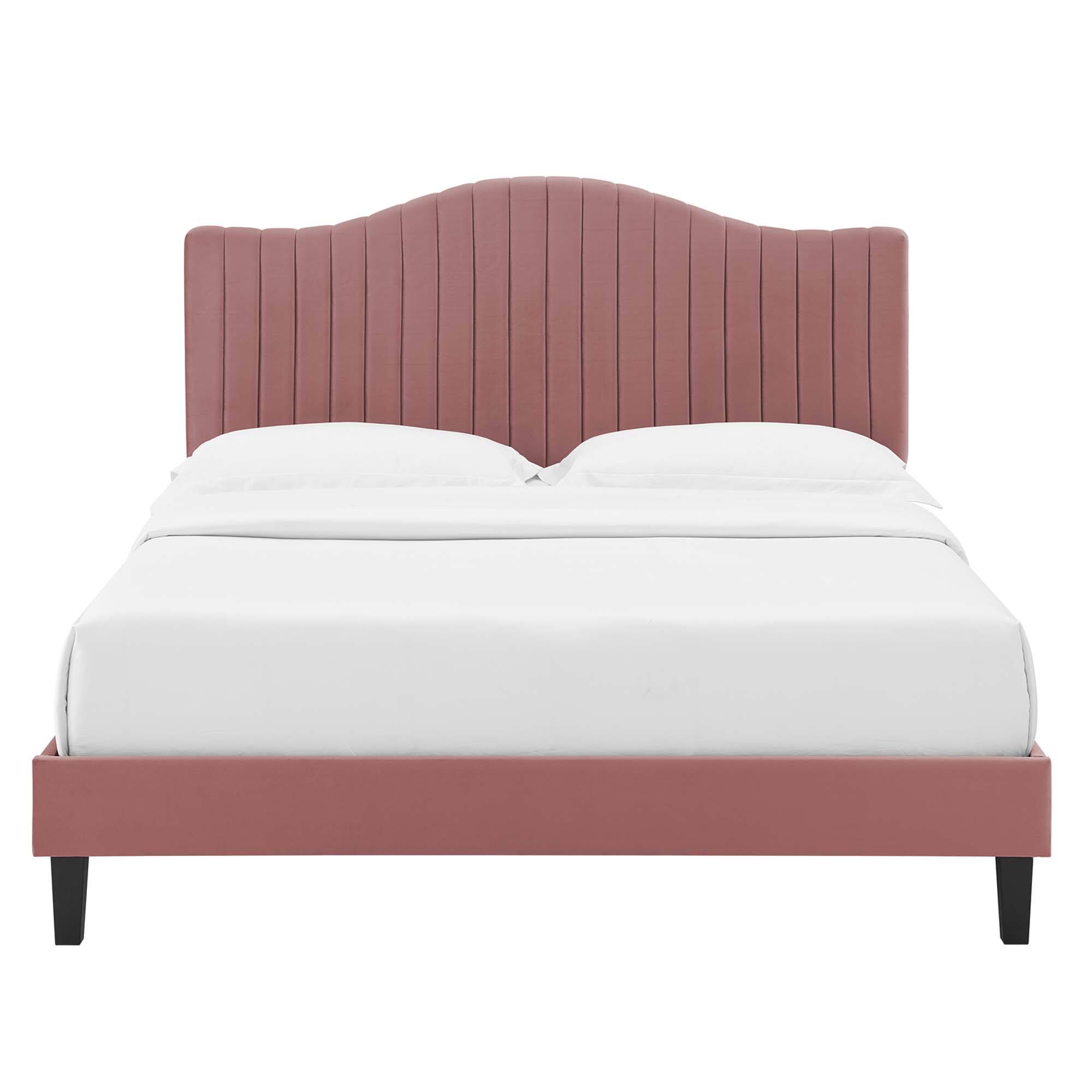 Alt View 7. Modway - Juniper Channel Tufted Performance Velvet King Platform Bed - Red.
