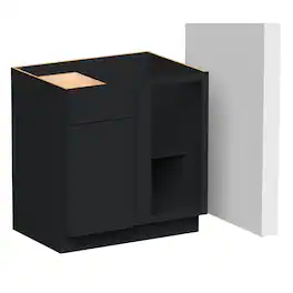 Boyel Living - 33-in W x 34.5-in H x 24-in D Shaker RTA Kitchen Blind Corner Base Cabinet with Soft-Close - Black