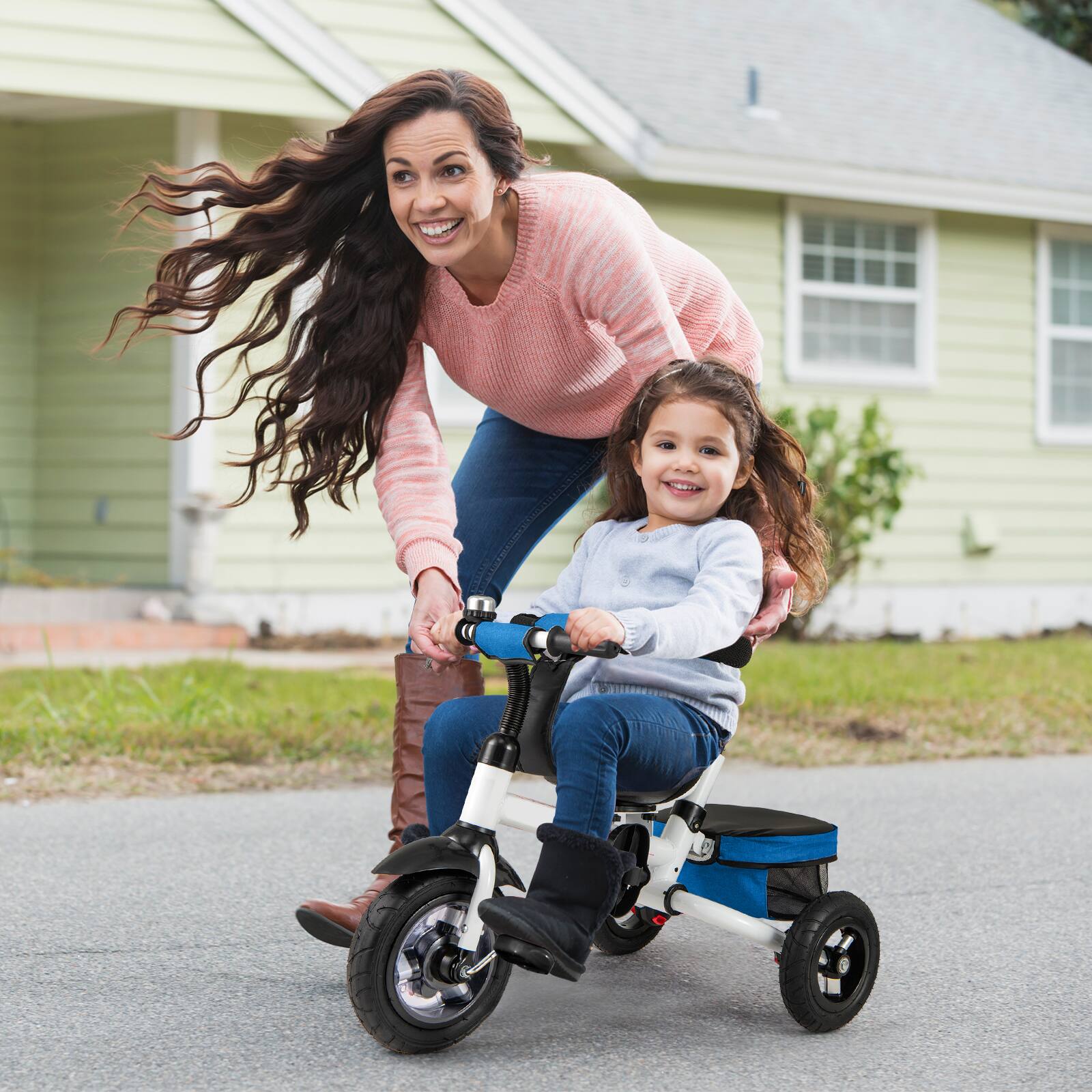 Alt View 1. Gymax - Gymax 5-in-1 Folding Trike for Toddlers 1-5 Years Old w/ Safety Harness Storage Blue - Blue.