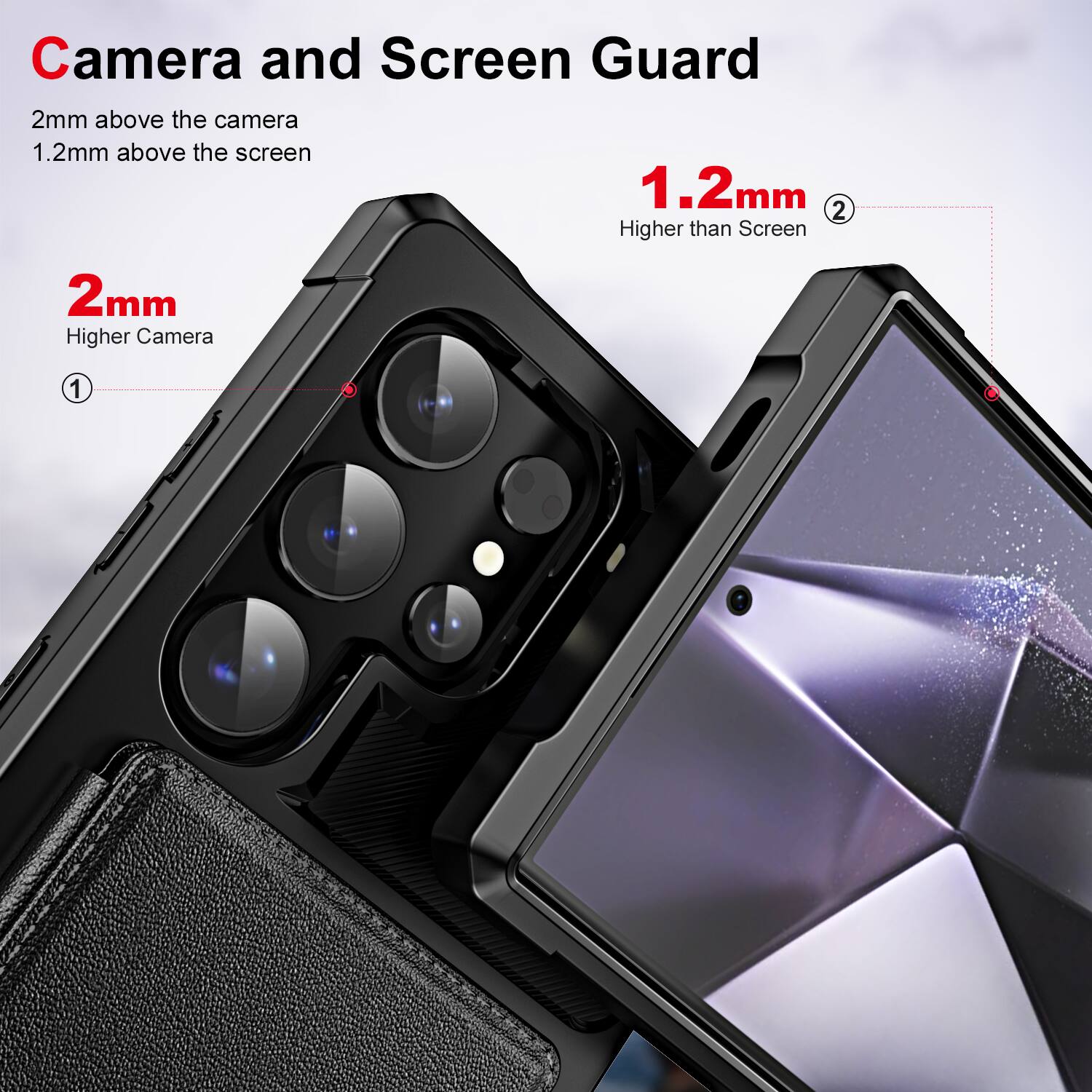 Camera and Screen Guard  
2mm above the camera  
1.2mm above the screen  
1.2mm  
2 Higher than Screen  
2mm Higher Camera