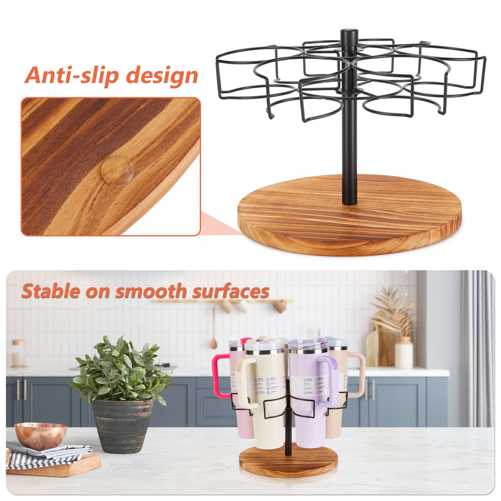 Anti-slip design
Stable on smooth surfaces