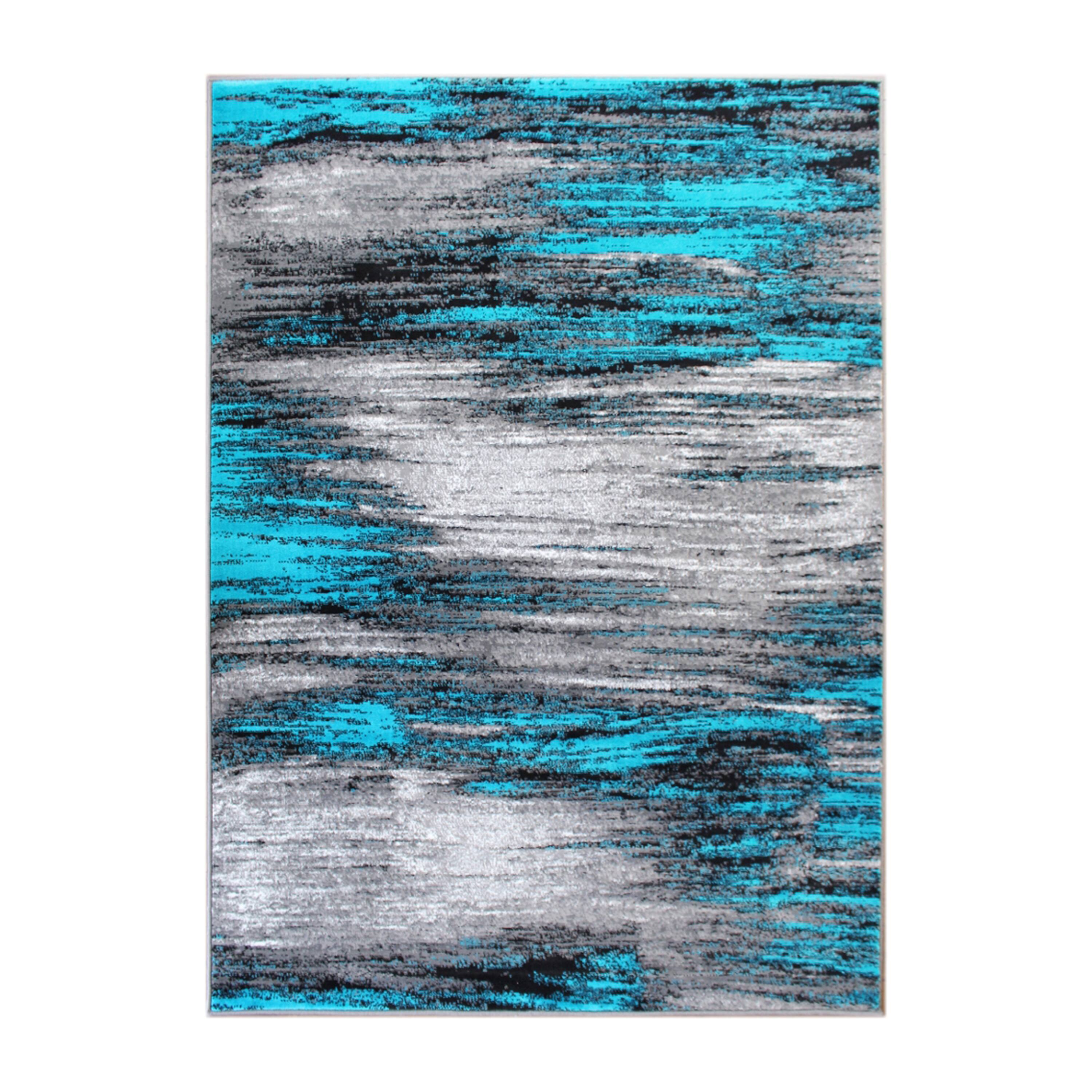 Alt View 1. Emma + Oliver - Oakland Ultra Soft Shaded Look Olefin Accent Rug with Natural Jute Backing - Turquoise.