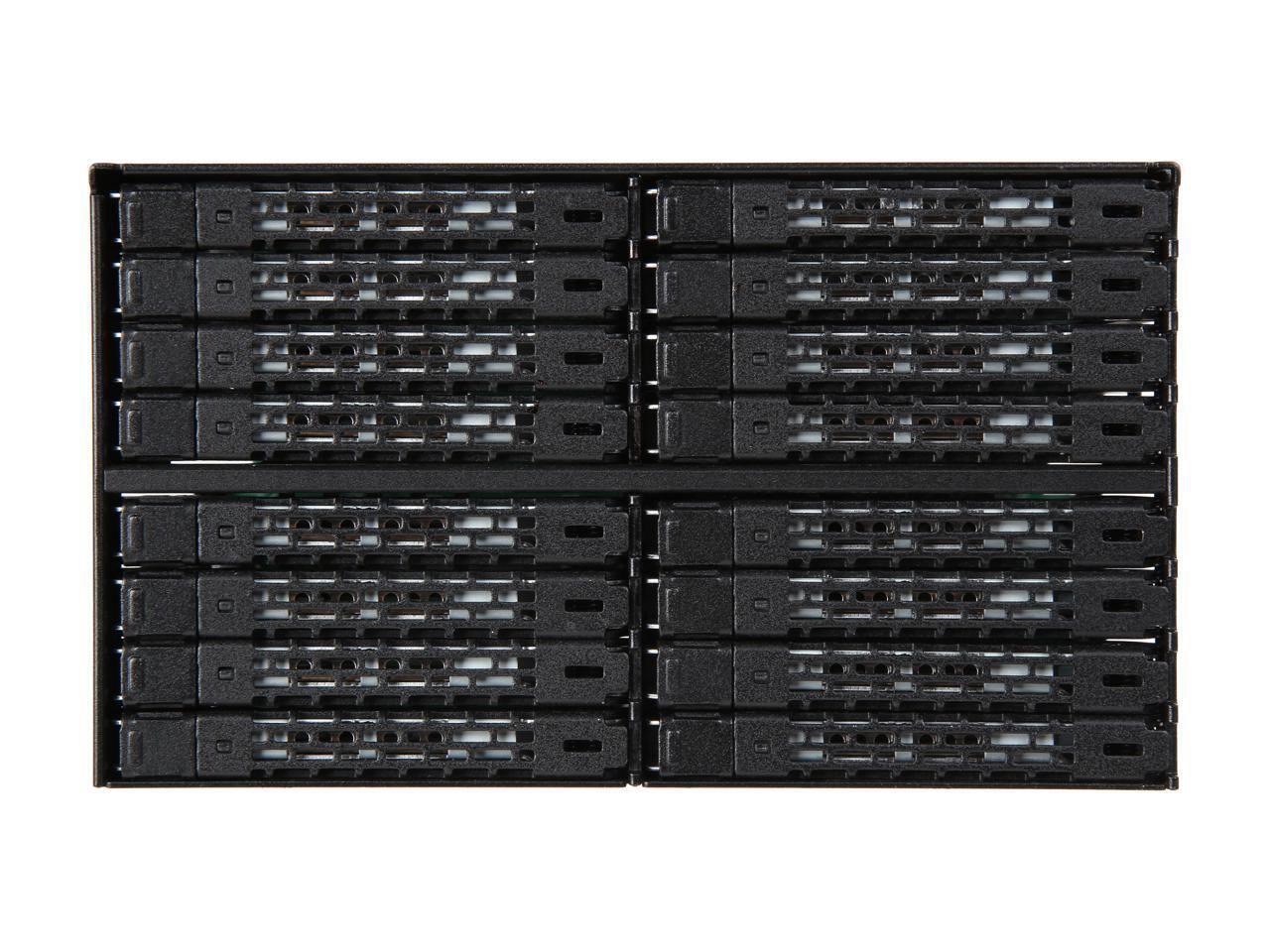 Alt View 1. Icy Dock - ICY DOCK ToughArmor MB516SP-B Rugged Full Metal 16 Bay 2.5" SAS/SATA SSD/HDD Backplane Cage for 2x External 5.25" Bay.