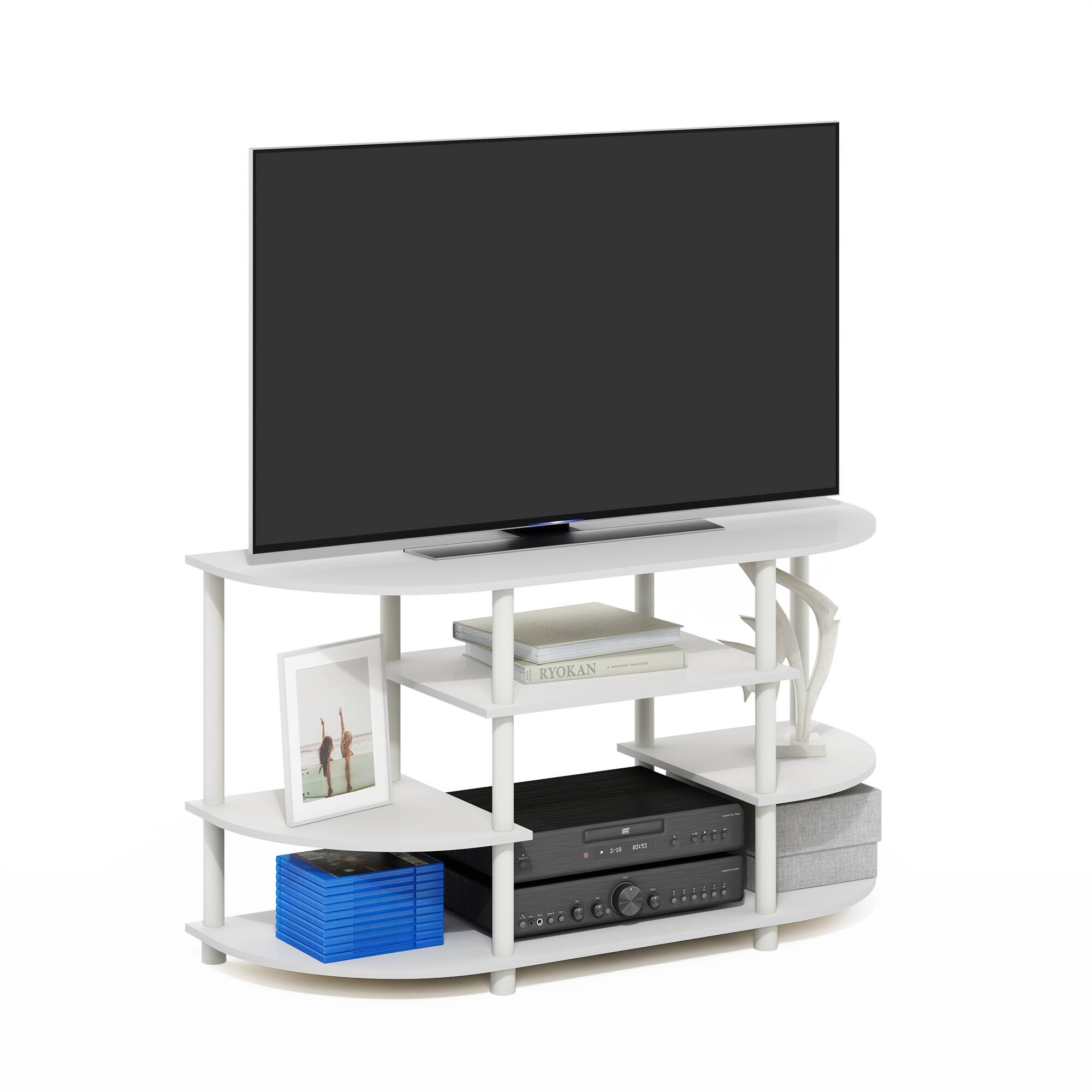 Alt View 3. Furinno - JAYA Simple Design Corner TV Stand - White/White.