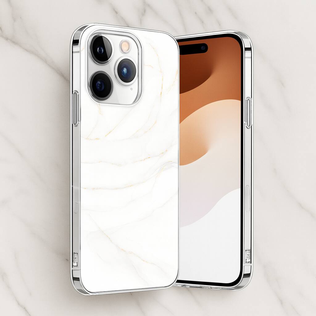 Alt View 4. SaharaCase - Inspire Seres Case Compatible with Magsafe for iPhone 15 Pro Max - White Marble - White.