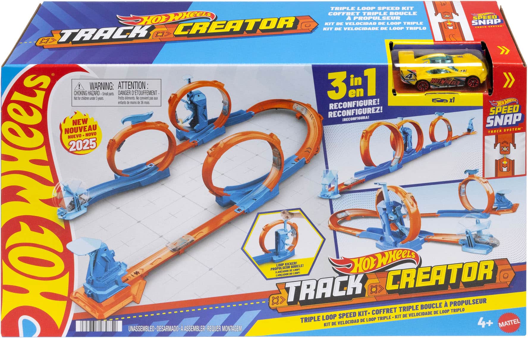Hot Wheels Track Creator Triple Loop Speed Kit Track Set JDW39