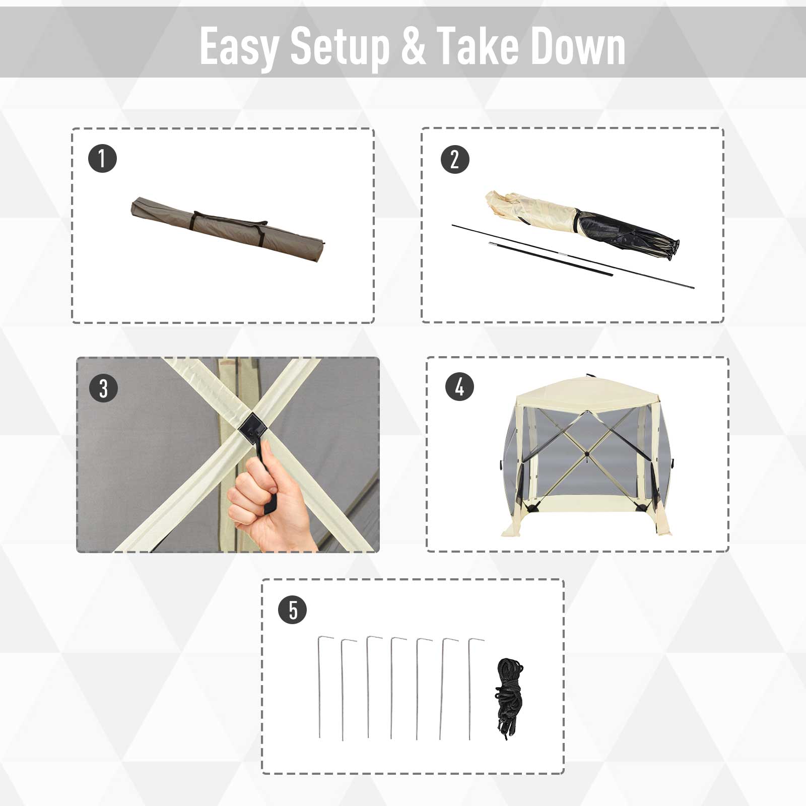 Easy Setup & Take Down

1
2
3
4
5