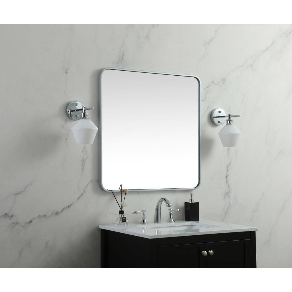 Alt View 4. Elegant Decor - Soft corner metal square mirror 30x30 inch in Silver - Silver.