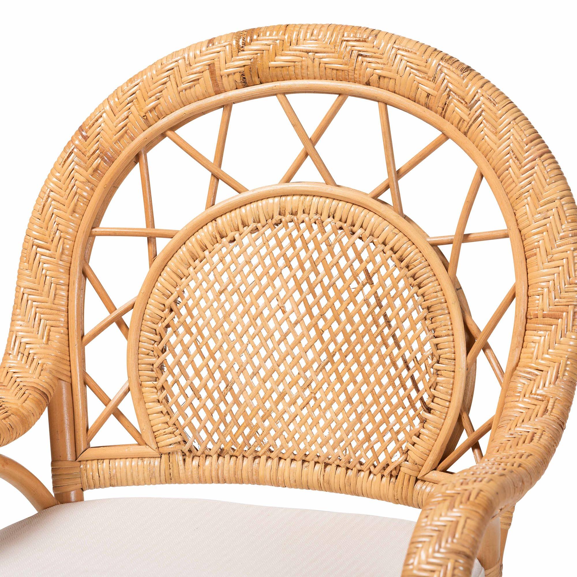 Alt View 1. bali & pari - Adam Natural Rattan Counter Stool with Cushion - Handwoven Wicker Swivel Bar Chair for Kitchen Island or Lounge Area - Light Honey.